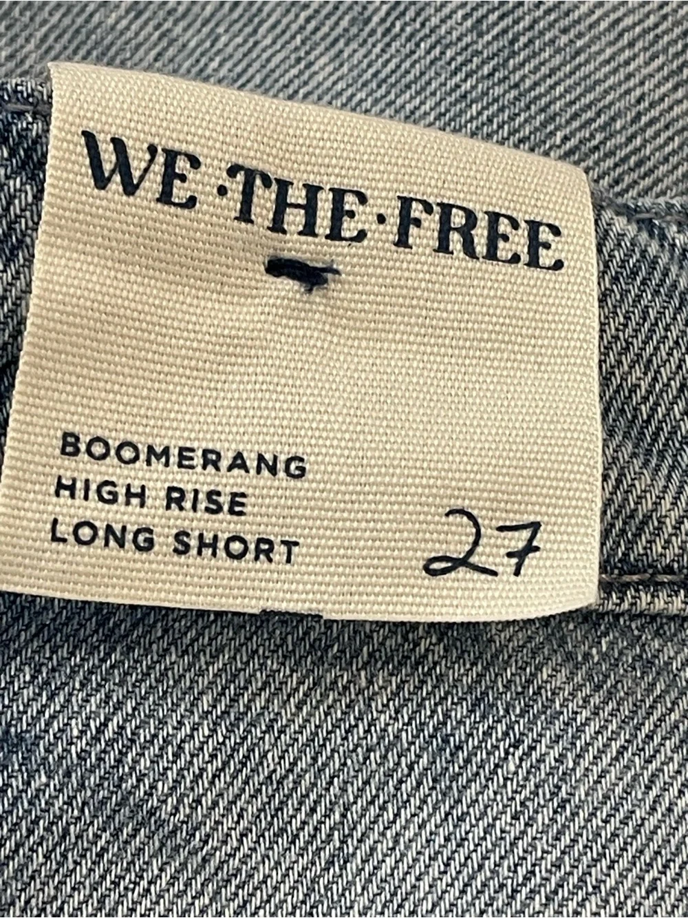 FREE PEOPLE WE THE FREE BOOMERANG HIGH RISE LONG DENIM JEAN SHORT Size 27 NEW